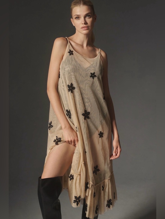 Anthropologie Dresses & Skirts - LIKE NEW Worn Once Anthropologie Sheer Embellished Tunic Dress Size M/L